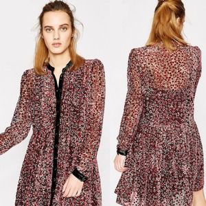 Kooples Velvet Cherry Floral Button Frock Dress